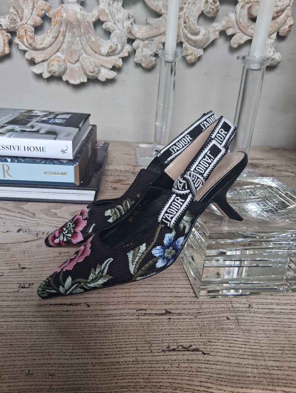 Christian Dior Ribbon Petites Fleurs Embroidered J'Adior Slingback Pumps Size 35 - Picture 4 of 13